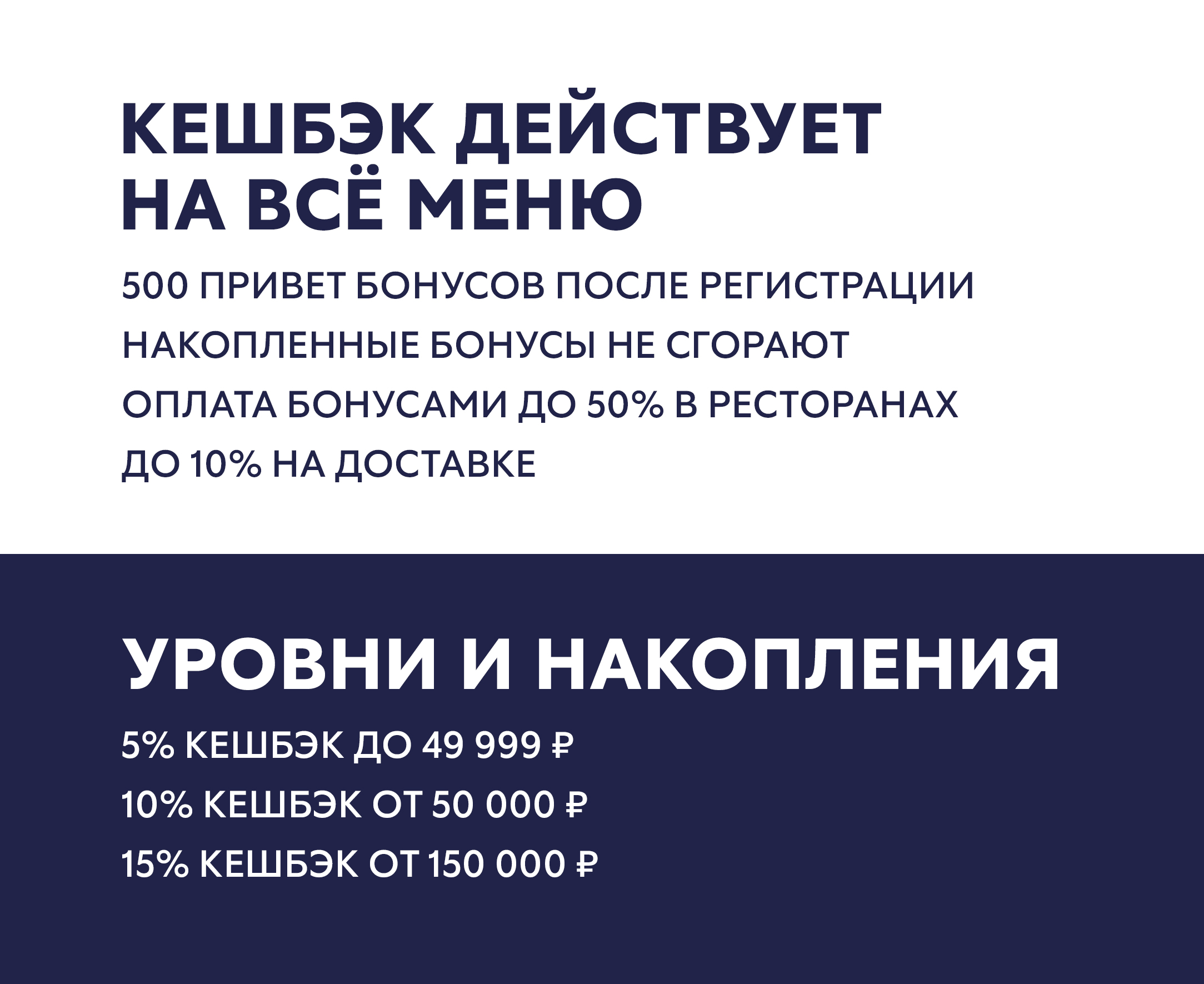 Кэшбэк на всё меню