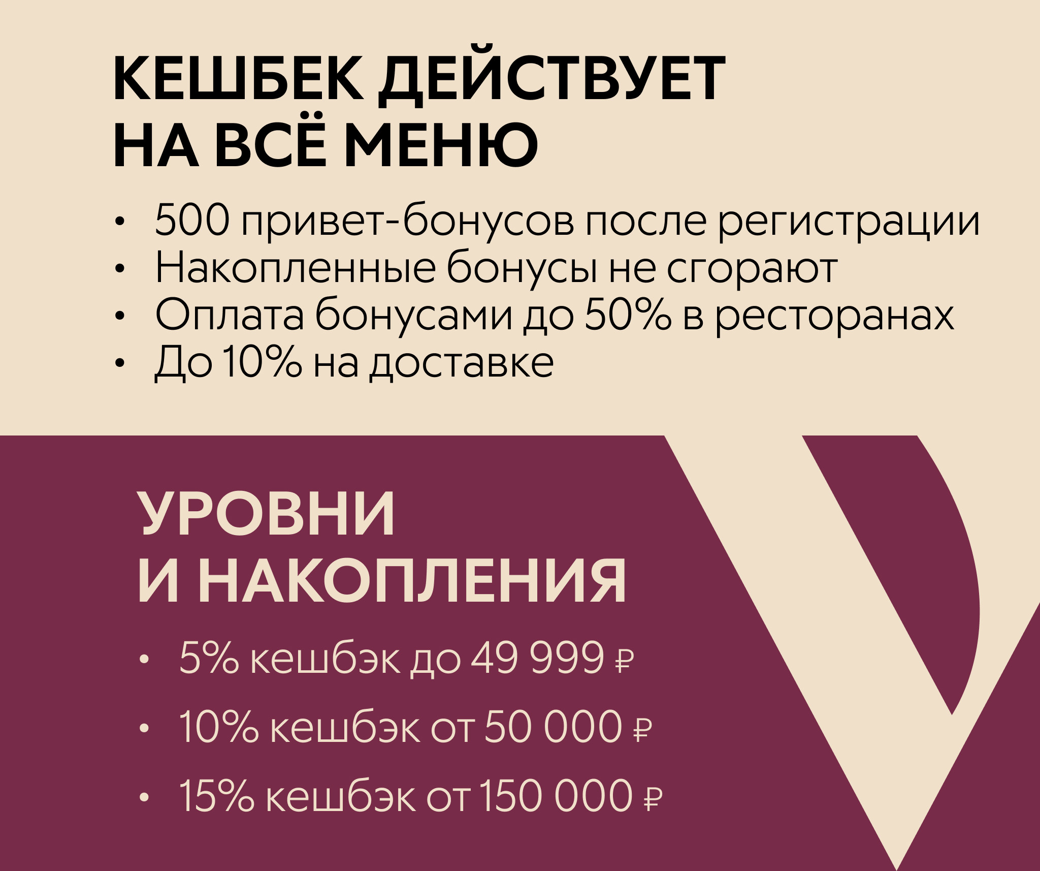 Кэшбэк на всё меню